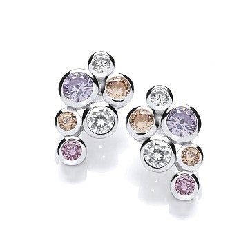 925 Sterling Silver Multi Colour Rubover set Cubic Zirconia's Earrings J-Jaz