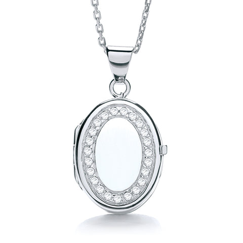 925 Sterling Silver Oval Shape with Cz's Locket