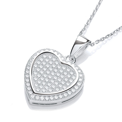 925 Sterling Silver Micro Pave' Heart Pendant with 18" Chain 2