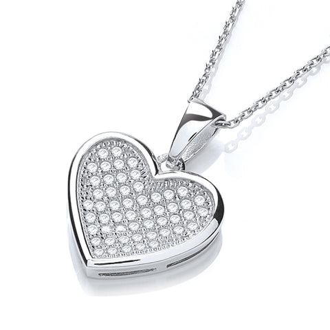 925 Sterling Silver Micro Pave' Heart Pendant with 18" Chain 3