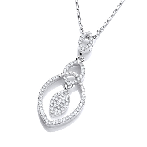 925 Sterling Silver Micro Pave' Tear Drop Pendant with 18" Chain