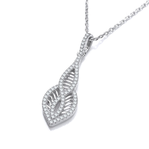 925 Sterling Silver Micro Pave' Cz Teardrop Pendant with 18" Chain