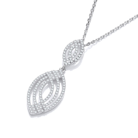 J-JAZ 925 Sterling Silver Micro Pave' Fancy Cz Pendant with 18" Chain