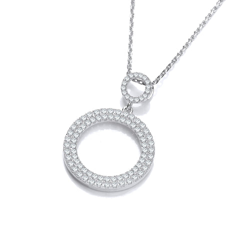 925 Sterling Silver Circle of Life Pave' set Cz Pendant with 18" Chain