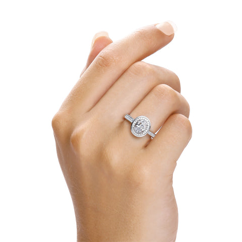 925 Sterling Silver Micro Pave' Oval Shape Cz Ring - J JAZ