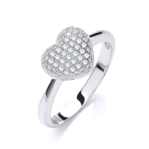 925 Sterling Silver Micro Pave' Heart Shape Ring - J Jaz