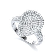 925 Sterling Silver Micro Pave' Pear Shape with Cz on Shoulder Ring -  J Jaz