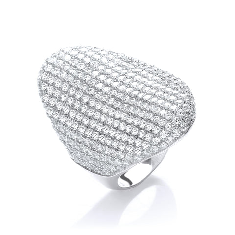 925 Sterling Silver Micro Pave' Long Finger Cz Ring