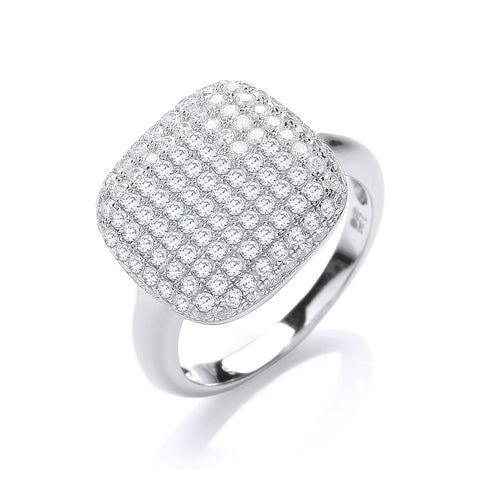 925 Sterling Silver Micro Pave' Square Cz Ring - J Jaz