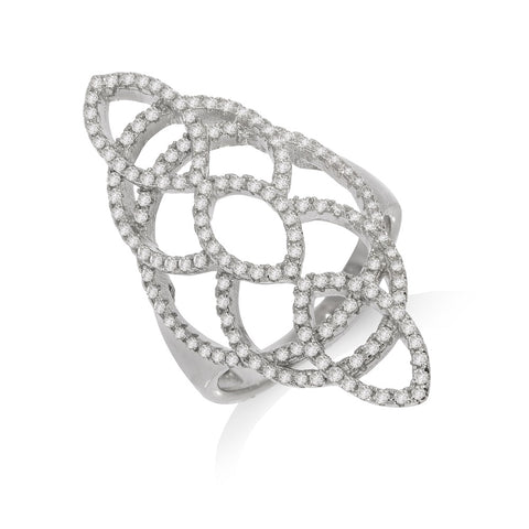 925 Sterling Silver Micro Pave Silver Cz Ring
