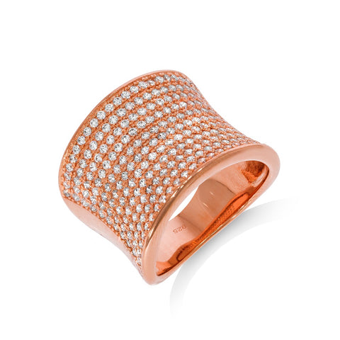 925 Sterling Silver Micro Pave Rose Coated Fancy Cz Ring