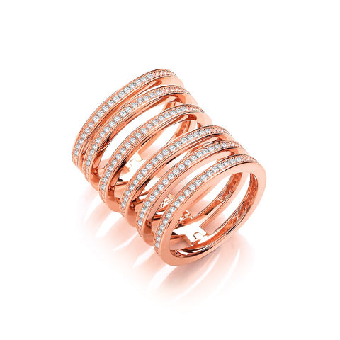 J-JAZ 925 Sterling Silver Rose Coated Full Finger Hindged Knuckle Ring