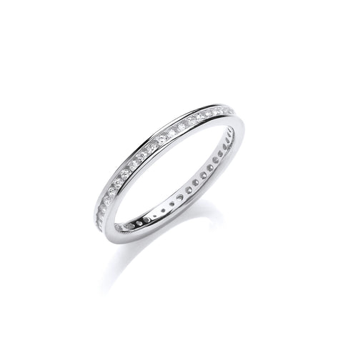 925 Sterling Silver 2mm, 3mm and 4mm Channel Set Full Eternity Wedding Band Ring