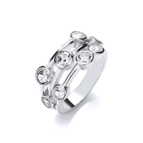 925 Sterling Silver Timeless Style Rubover set CZs Ring