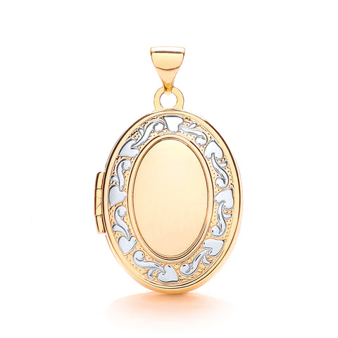 9ct Yellow & White Gold Oval Shaped Family Locket