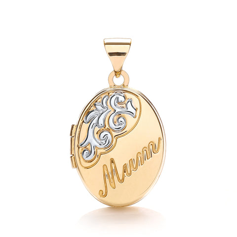 9ct Yellow Gold Hallmarked Oval Shaped Mum Locket