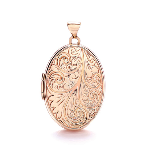 9ct Rose Gold Oval Locket with design