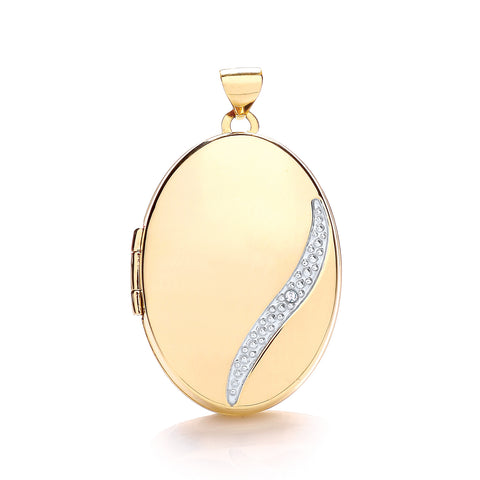 9ct Yellow Gold Oval Locket with Diamond