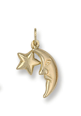 9ct Yellow Gold Star & Moon Pendant