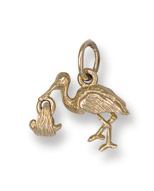 9ct Yellow Gold Stork Pendant