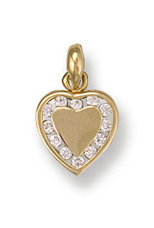 9ct Yellow Gold Cubic Zirconia Heart Pendant
