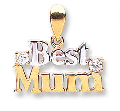 9ct Yellow & White Gold Best Mum Pendant