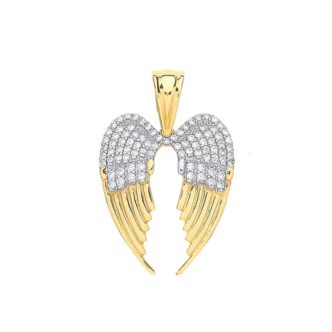 9ct Yellow Gold Cubic Zirconia Angel Wings Pendant