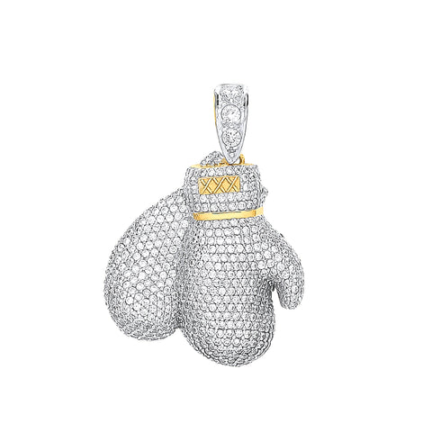 9ct Yellow Gold Cubic Zirconia Boxing Gloves Pendant