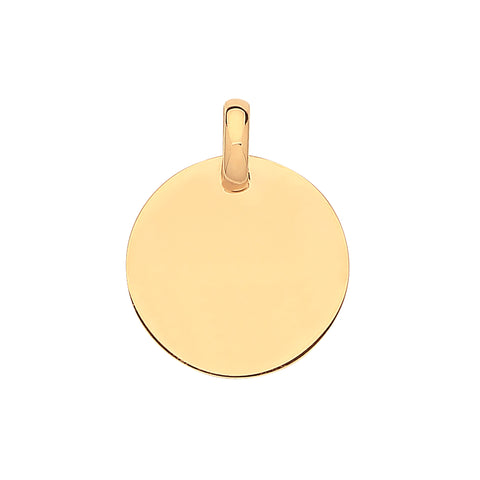 9ct Yellow Gold 19mm Plain Round Pendant
