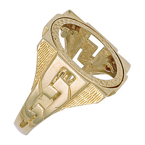 9ct Yellow Gold (Half) Square Top ID Sides Sovereign Ring