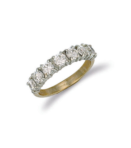 9ct Yellow Gold Opal and Black Cz Eternity Ring