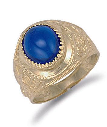 9ct Yellow Gold Blue Cabochon College Ring