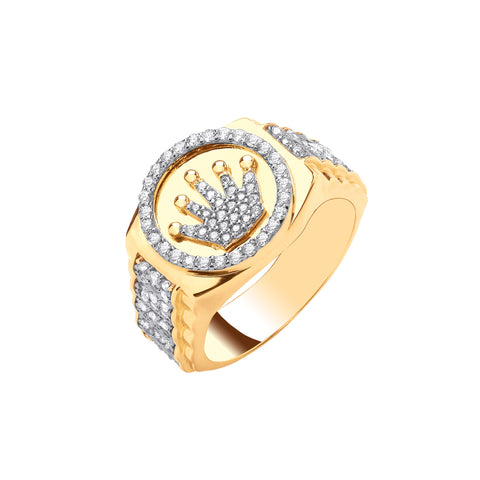 9ct Yellow Gold Cubic Zirconia Crown Ring