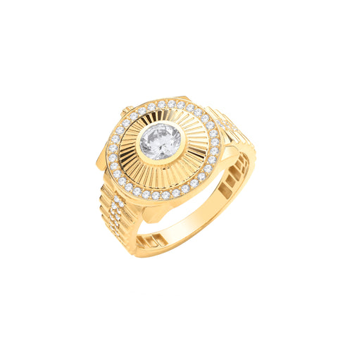9ct Yellow Gold Round Cubic Zirconia Ring