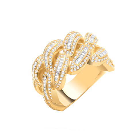 9ct Yellow Gold Cubic Zirconia Gents Ring