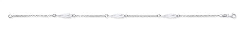 925 Sterling Silver Feather Anklet 10"
