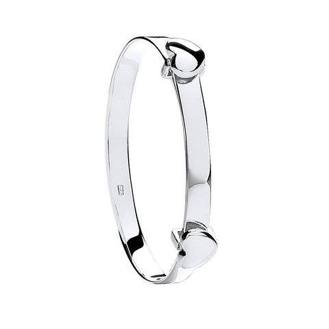 925 Sterling Silver Expandable Heart Baby Bangle