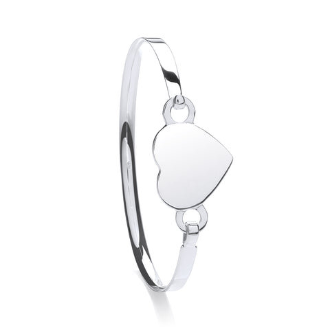 925 Sterling Silver Ladies Heart Bangle