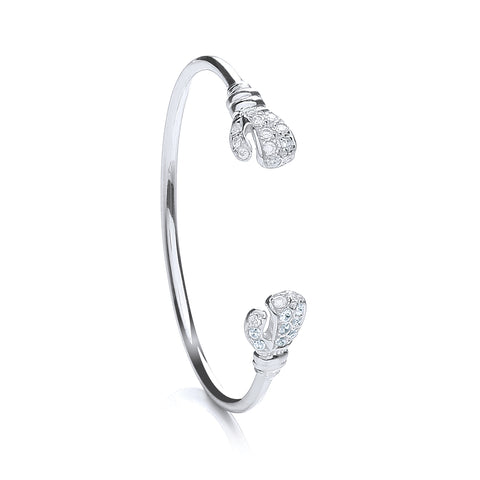 925 Sterling Silver Baby Cz Boxing Glove Bangle