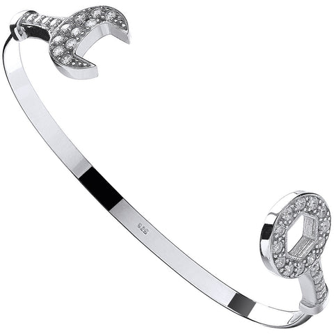 925 Sterling Silver Baby CZ Spanner Bangle