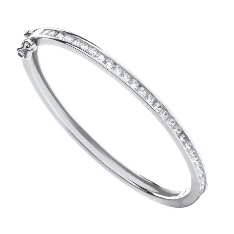 925 Sterling Silver Channel Set CZs Baby Bangle