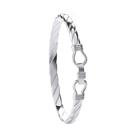 925 Sterling Silver Twist Solid Gents Bangle