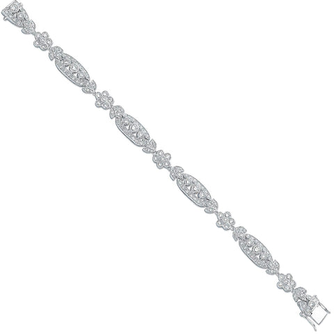 925 Sterling Silver Fancy Cz Bracelet