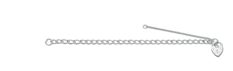 925 Sterling Silver Open Curb & Padlock Charm Childrens 6" Bracelet