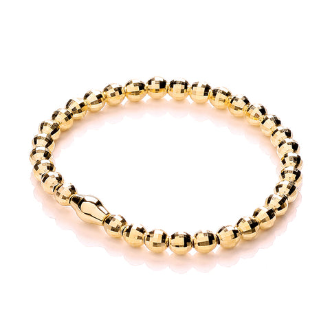 925 Sterling Silver Faceted Yellow Gold Colour Beads Bracelet