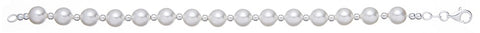 925 Sterling Silver & Simulated Pearl Balls Bracelet 7"