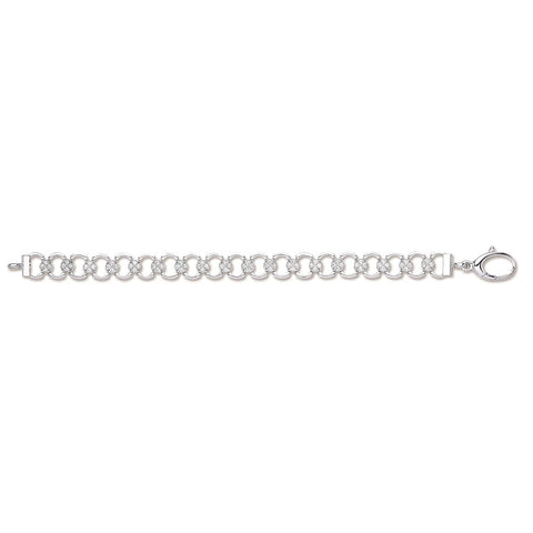 925 Sterling Silver Fancy Cz Link Bracelet
