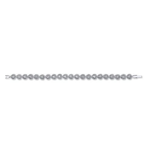 925 Sterling Silver Cz Heart Bracelet