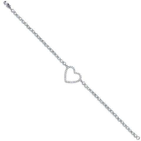 925 Sterling Silver Heart Cz Bracelet