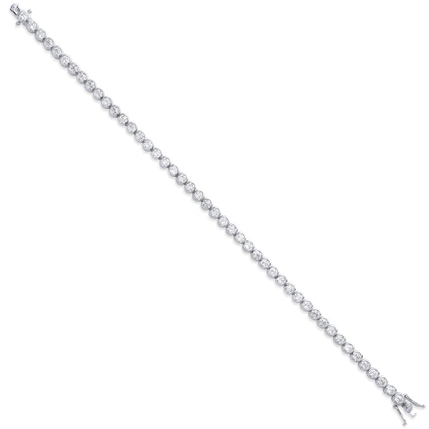 925 Sterling Silver Rubover 3.7mm Cz Tennis Bracelet